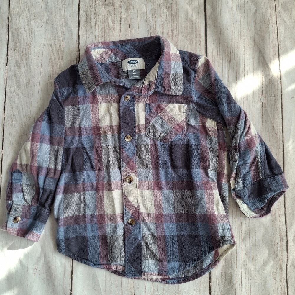 Old Navy 2T Plaid Button Up Collared Shirt